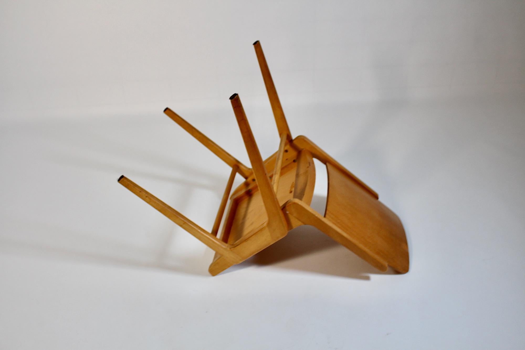 Mid Century Modern Vintage Ten Blond Dining Chairs Stacking Chair Franz Schuster For Sale 6