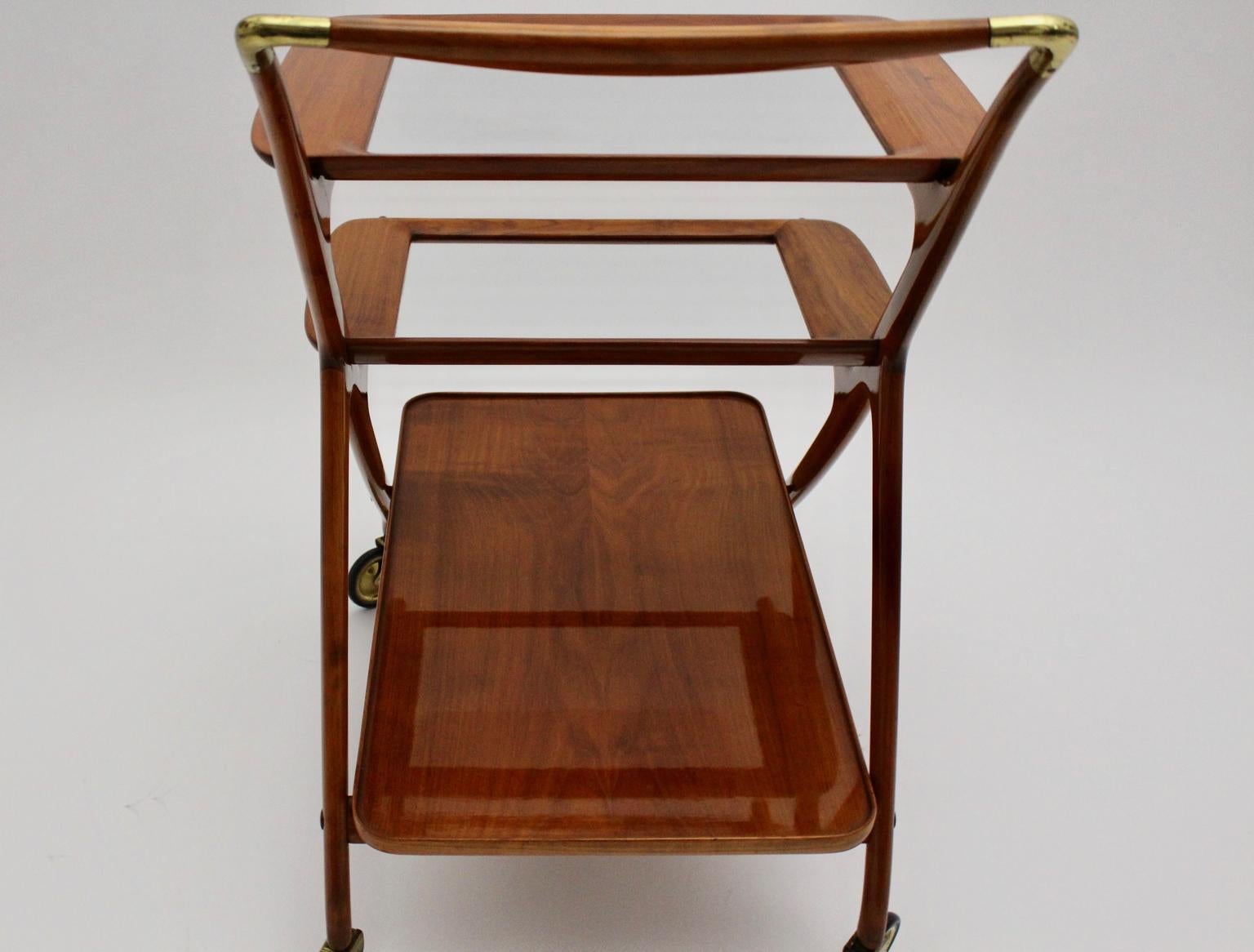 Mid-Century Modern Vintage Brass and Ashwood Bar Cart, Ico Parisi, 1950s, Italy 3