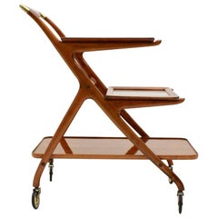 Mid-Century Modern Vintage Barwagen aus Messing und Eschenholz:: Ico Parisi:: 1950er:: Italien