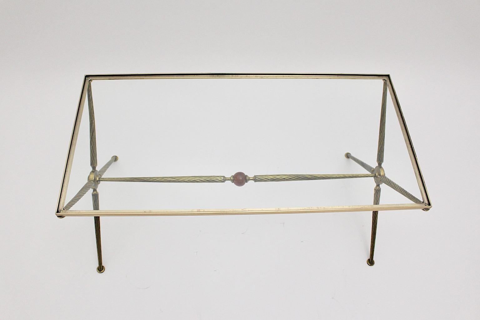 Mid-Century Modern Mid Century Modern Vintage Brass Bakelite Glass Sofa Table 1950s France For Sale