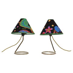 Lampade da comodino in ottone vintage della metà del secolo scorso Coppia di lampade da tavolo Duo Kalmar 1950s