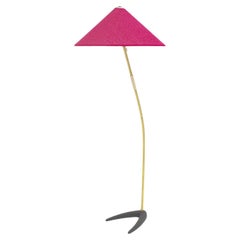 Mid Century Modern Vintage Brass Black Floor Lamp Pink Shade Kalmar 1950 Austria