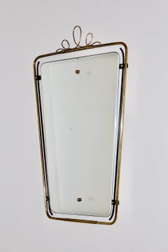 Mid-Century Modern Vintage Brass Black Metal Loop Wall Mirror, 1950s, Italy