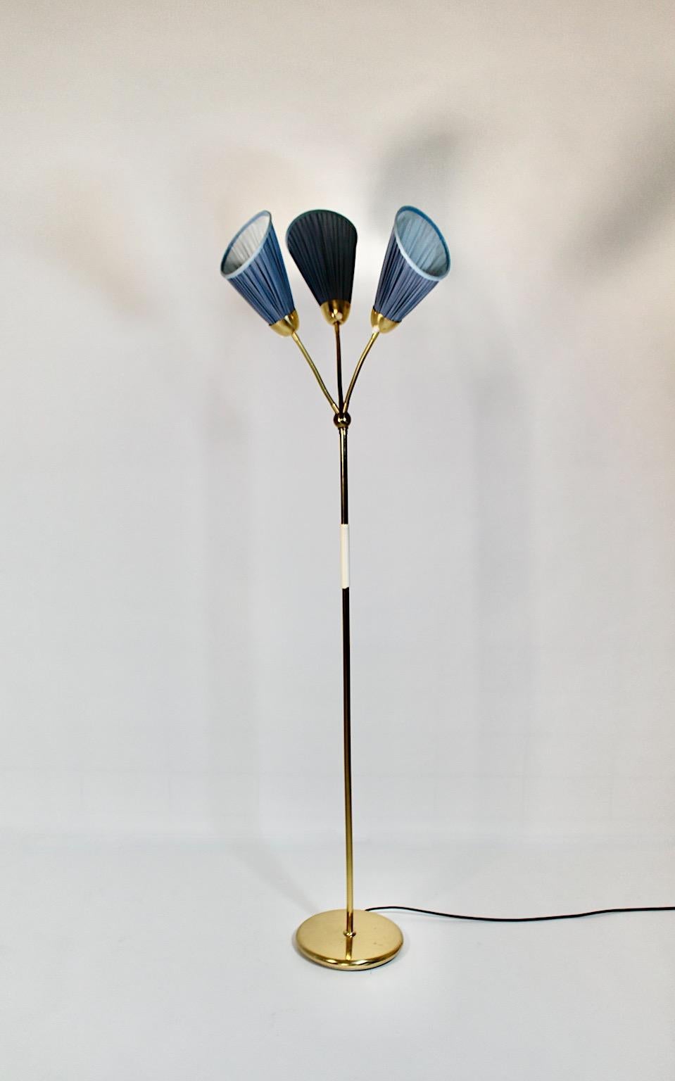 Mid-Century Modern vintage brass floor lamp by J.T.Kalmar, 1950s, Vienna.
A beautiful and elegant floor lamp from brass and brass encased iron base for a safe standing manufactured by J.T.Kalmar 1950s.
This model is very similar to a floor lamp