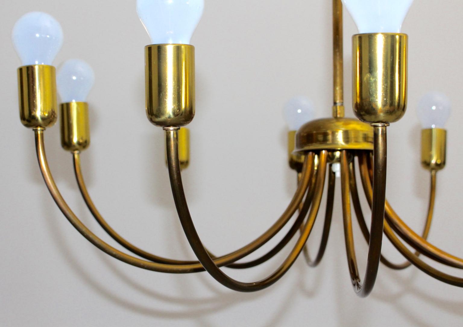 mid century modern brass chandelier