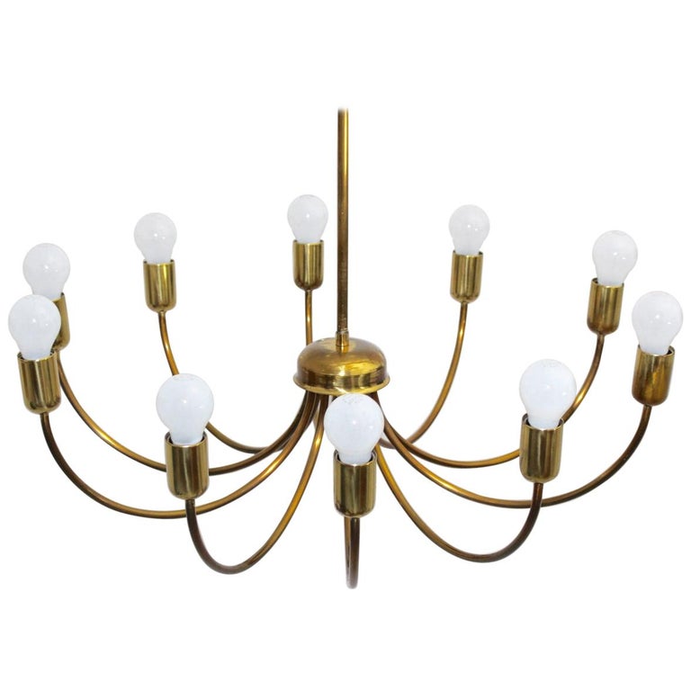 MidCentury Modern Vintage Brass Chandelier, Vienna, 1950s For Sale at