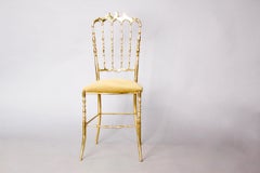 Mid Century Modern Vintage Brass Chiavari Side Chair, 1950s, Italy