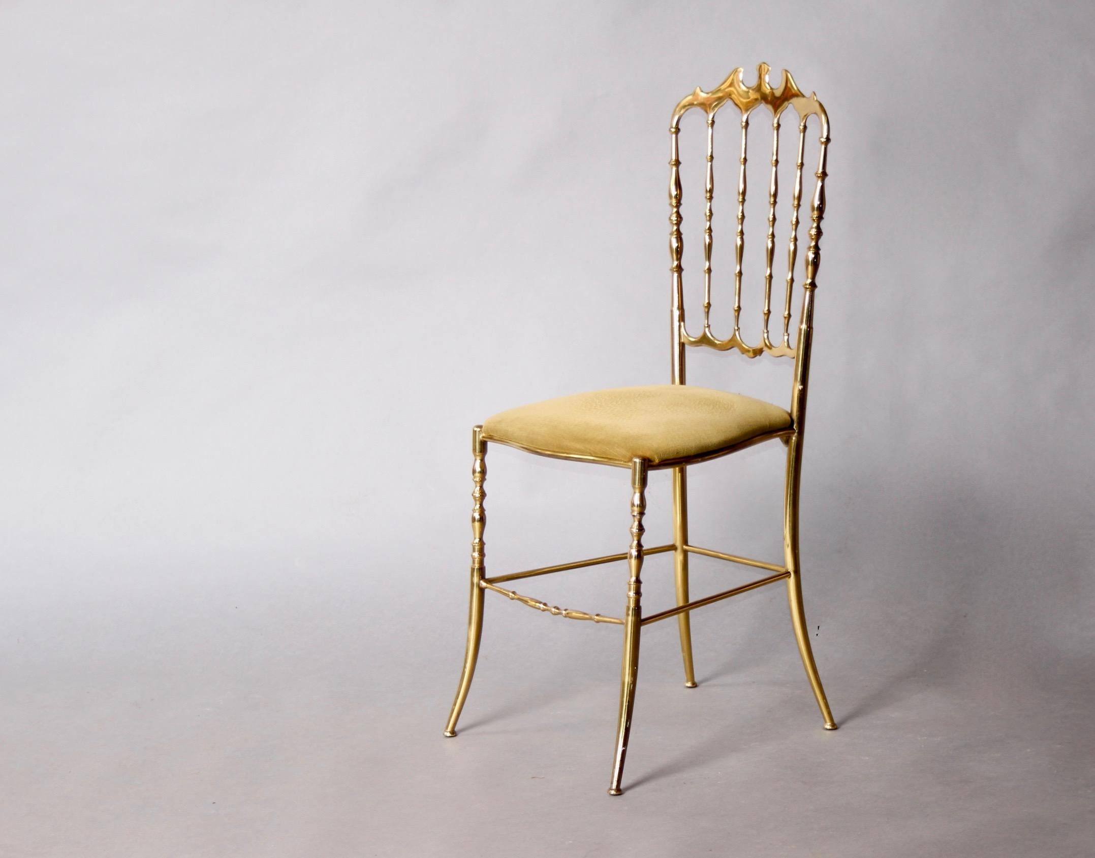 Mid Century Modern Vintage Brass Chiavari Side Chair, 1950s, Italy In Good Condition For Sale In grand Lancy, CH
