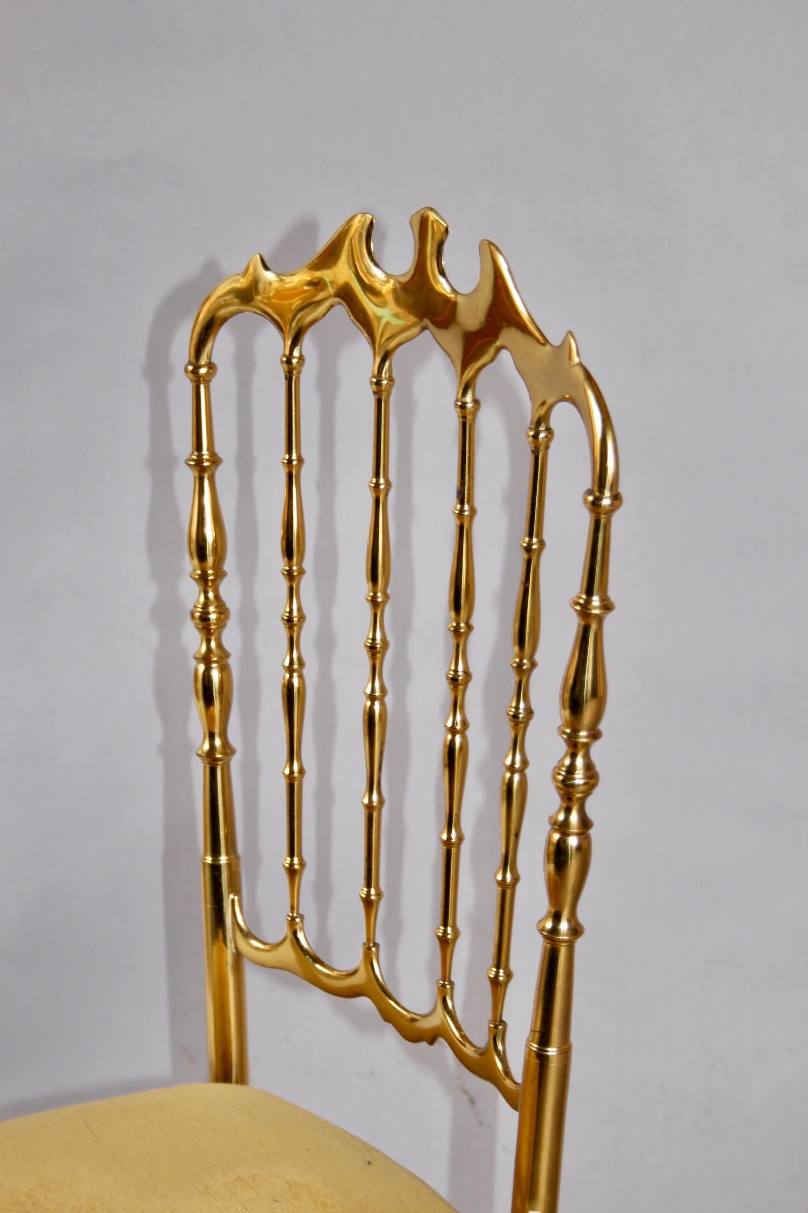 Mid-20th Century Mid Century Modern Vintage Brass Chiavari Side Chair, 1950s, Italy For Sale