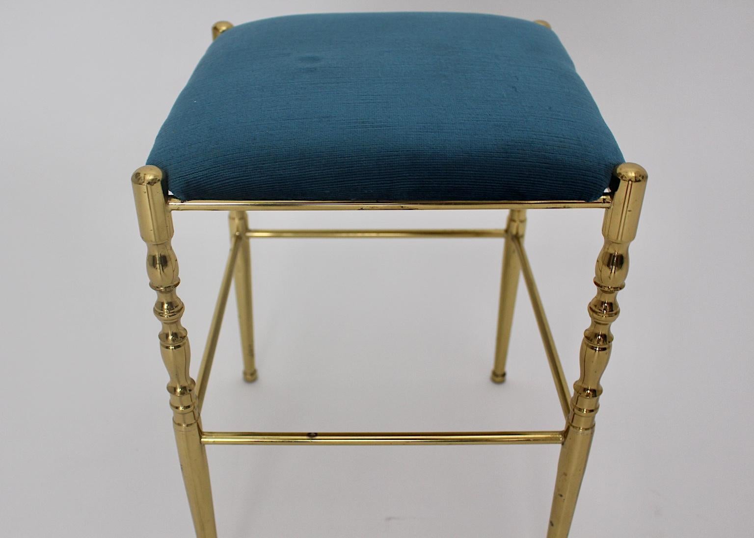 Mid-Century Modern Vintage Brass Chiavari Stool, 1950s, Italy In Good Condition For Sale In Vienna, AT
