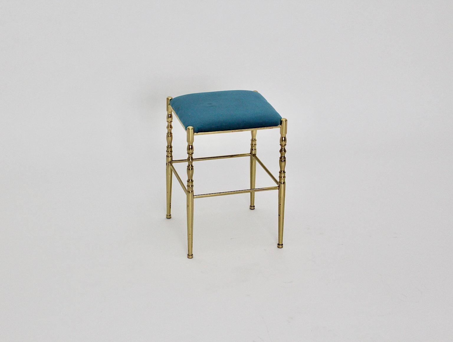 20th Century Mid-Century Modern Vintage Brass Chiavari Stool, 1950s, Italy For Sale