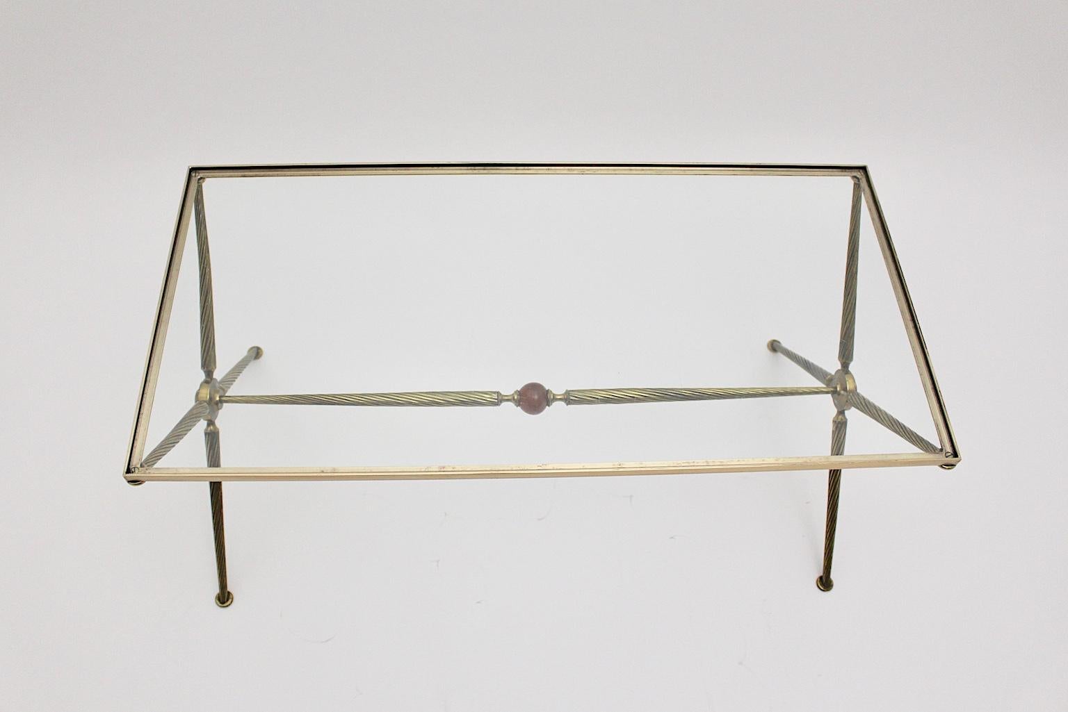 Mid-Century Modern Brass Coffee Table Maison Bagues Attributed, 1950, France For Sale 6