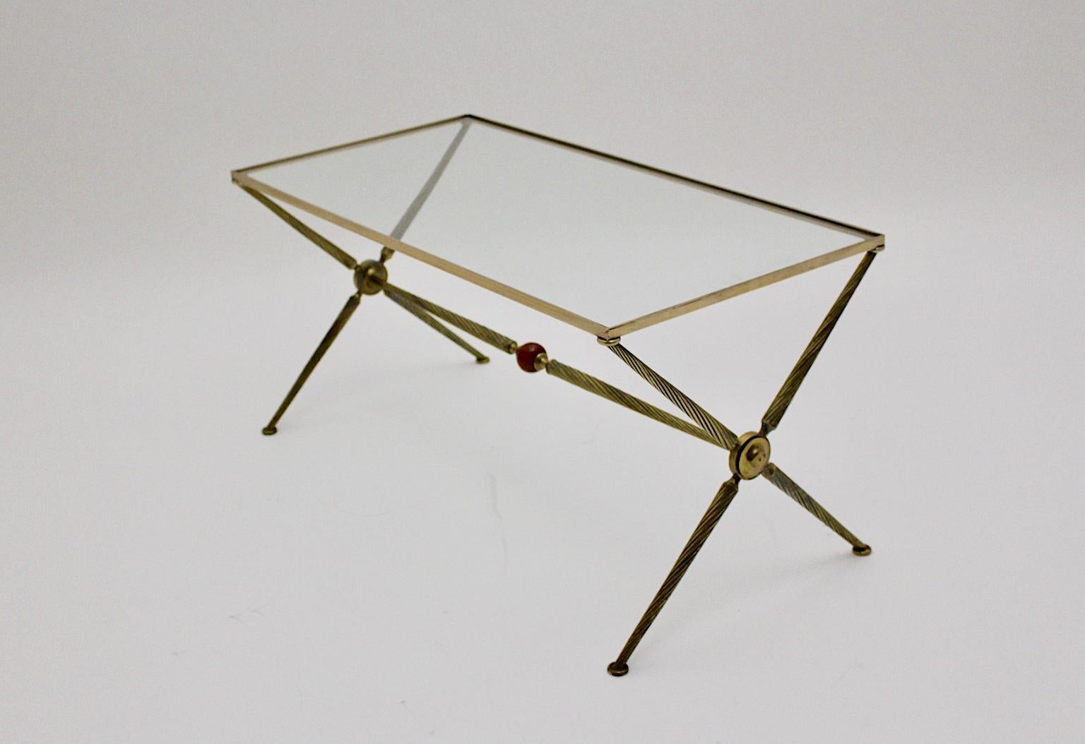 Mid-Century Modern Brass Coffee Table Maison Bagues Attributed, 1950, France For Sale 1