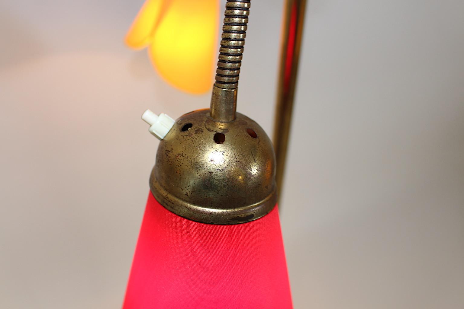 Mid Century Modern Vintage Brass Colorful Floor Lamp  1950s Austria For Sale 2