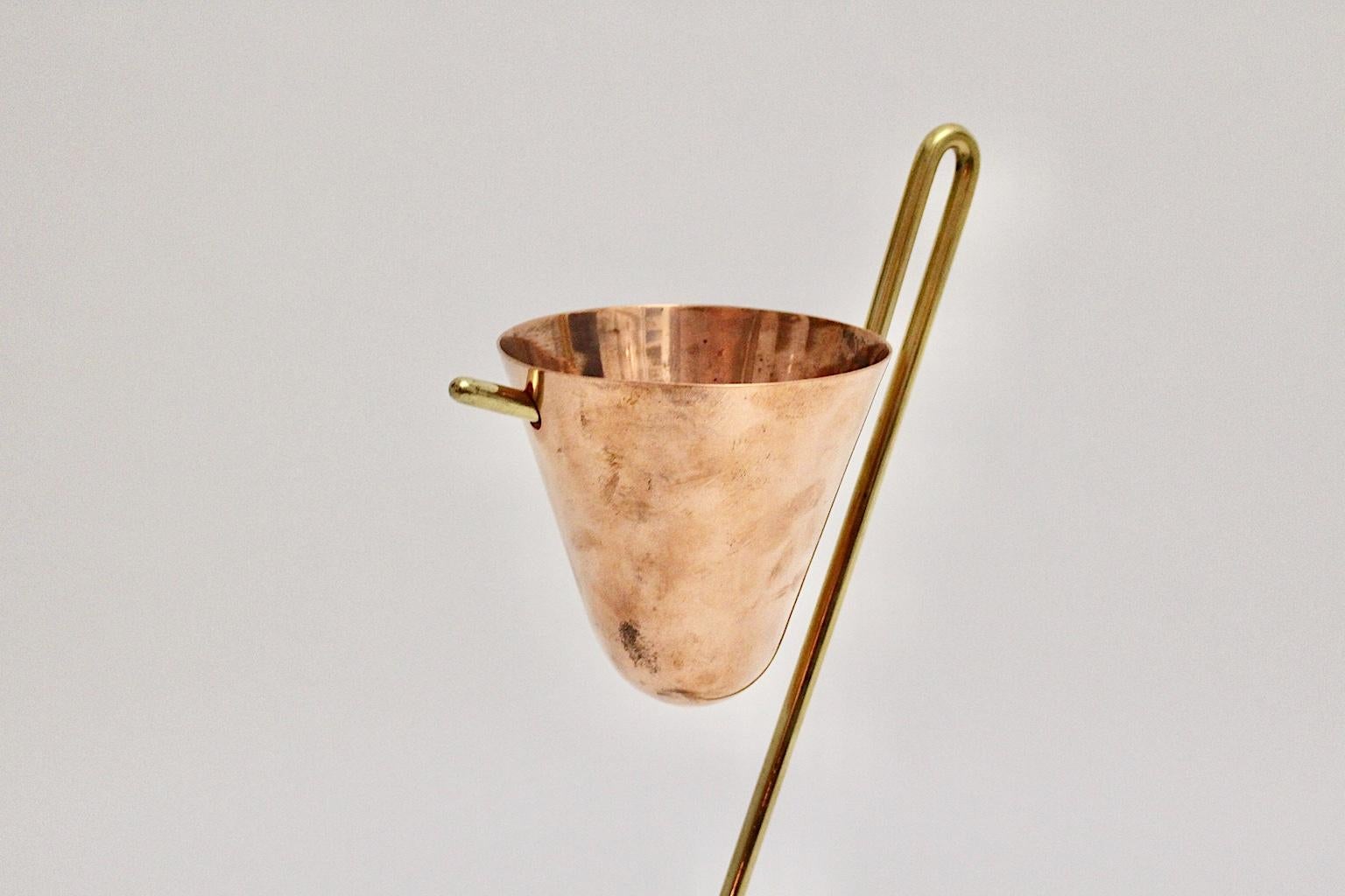 Mid-Century Modern Vintage Brass Copper Carl Auböck Standing Ashtray Vienna 1950 For Sale 10