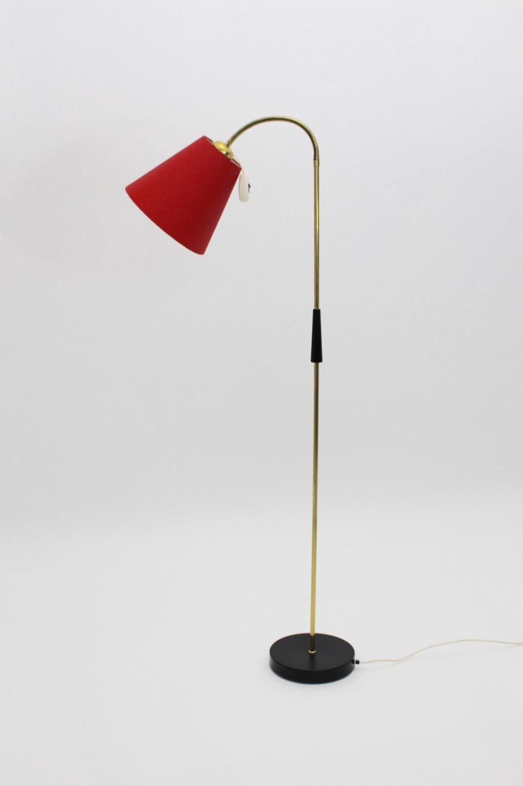 Austrian Mid-Century Modern Vintage Brass Floor Lamp, Austria, 1950s For Sale