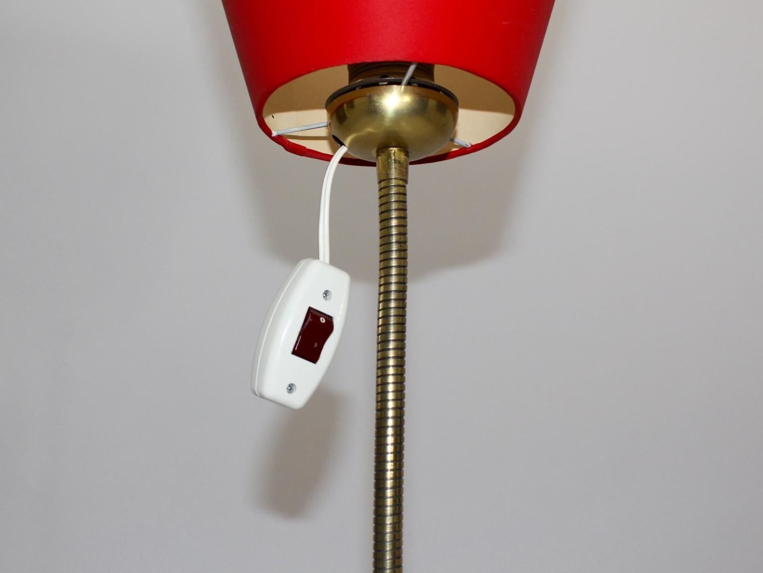 Mid-20th Century Mid-Century Modern Vintage Brass Floor Lamp, Austria, 1950s For Sale