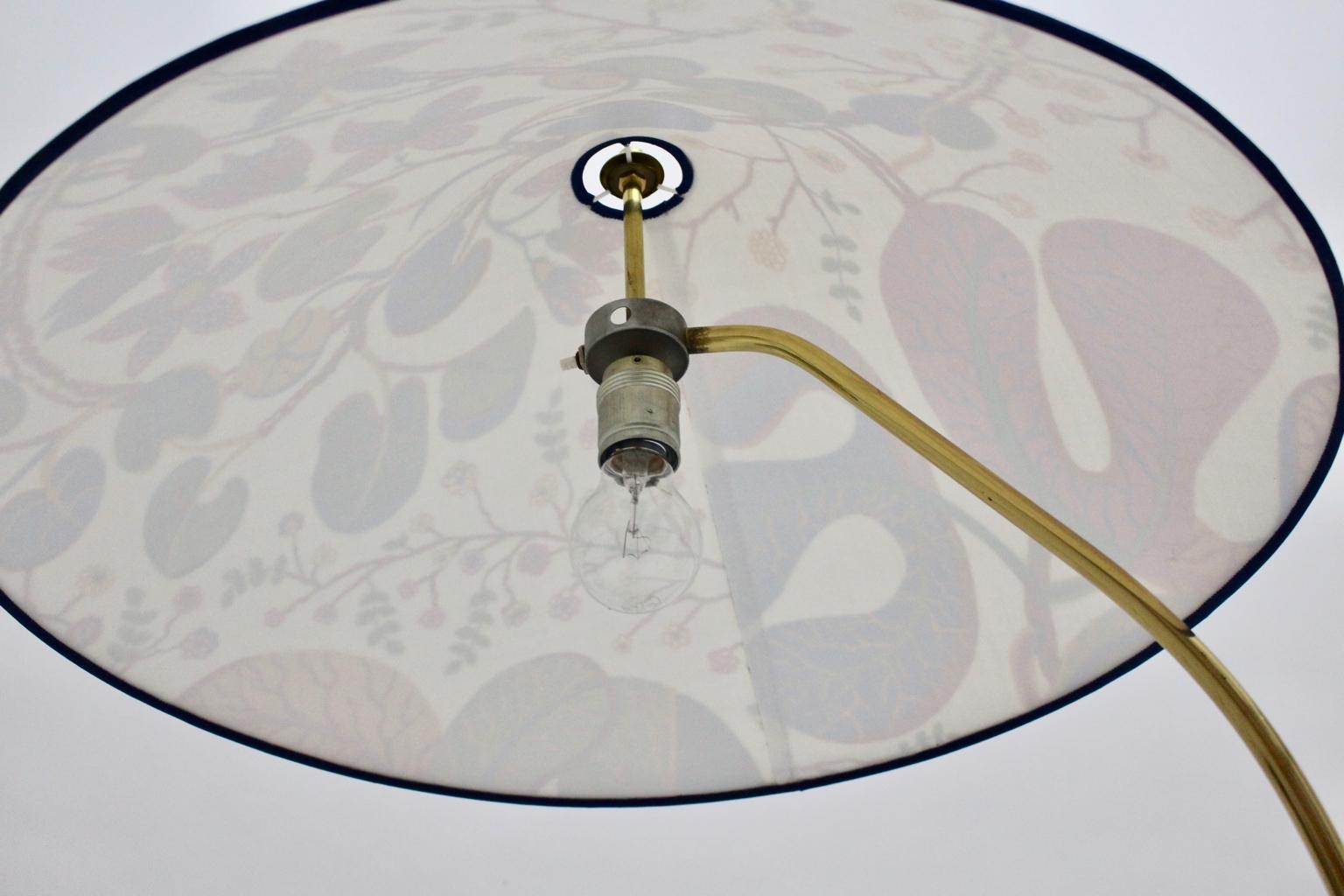 Rupert Nikoll Mid-Century Modern Vintage Brass Floor Lamp Josef Frank Shade For Sale 8