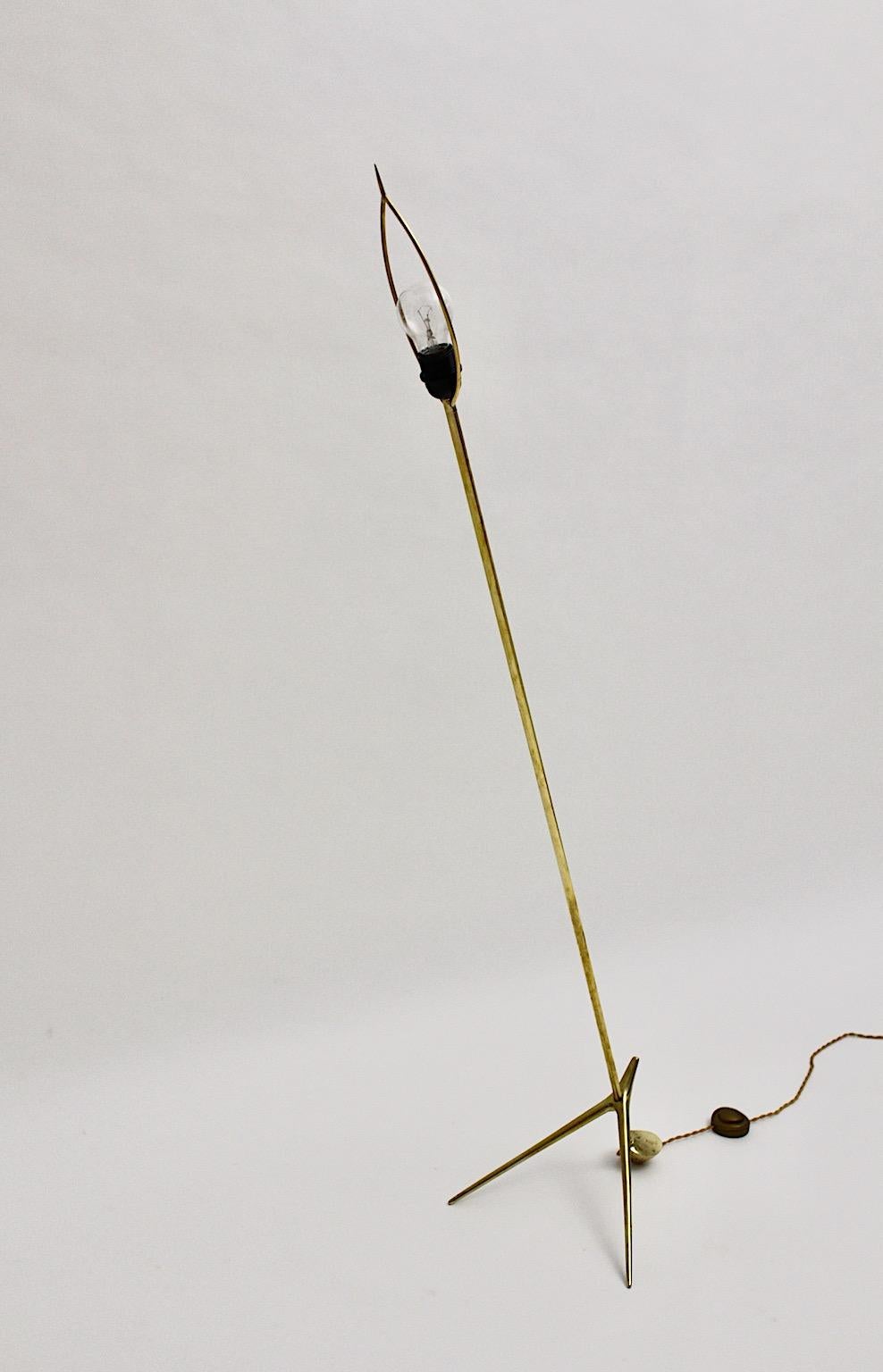 Mid Century Modern Vintage Brass Floor Lamp Pastel Lavender Shade Nikoll c 1955 For Sale 6