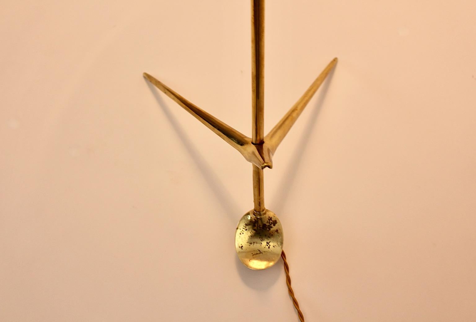 Mid Century Modern Vintage Brass Floor Lamp Pastel Lavender Shade Nikoll c 1955 For Sale 2