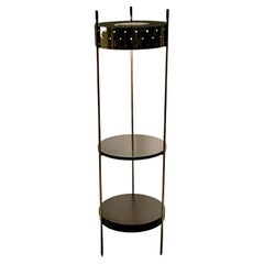 Mid Century Modern Vintage Brass Floor Lamp with Shelves by Laurel, circa 1960s