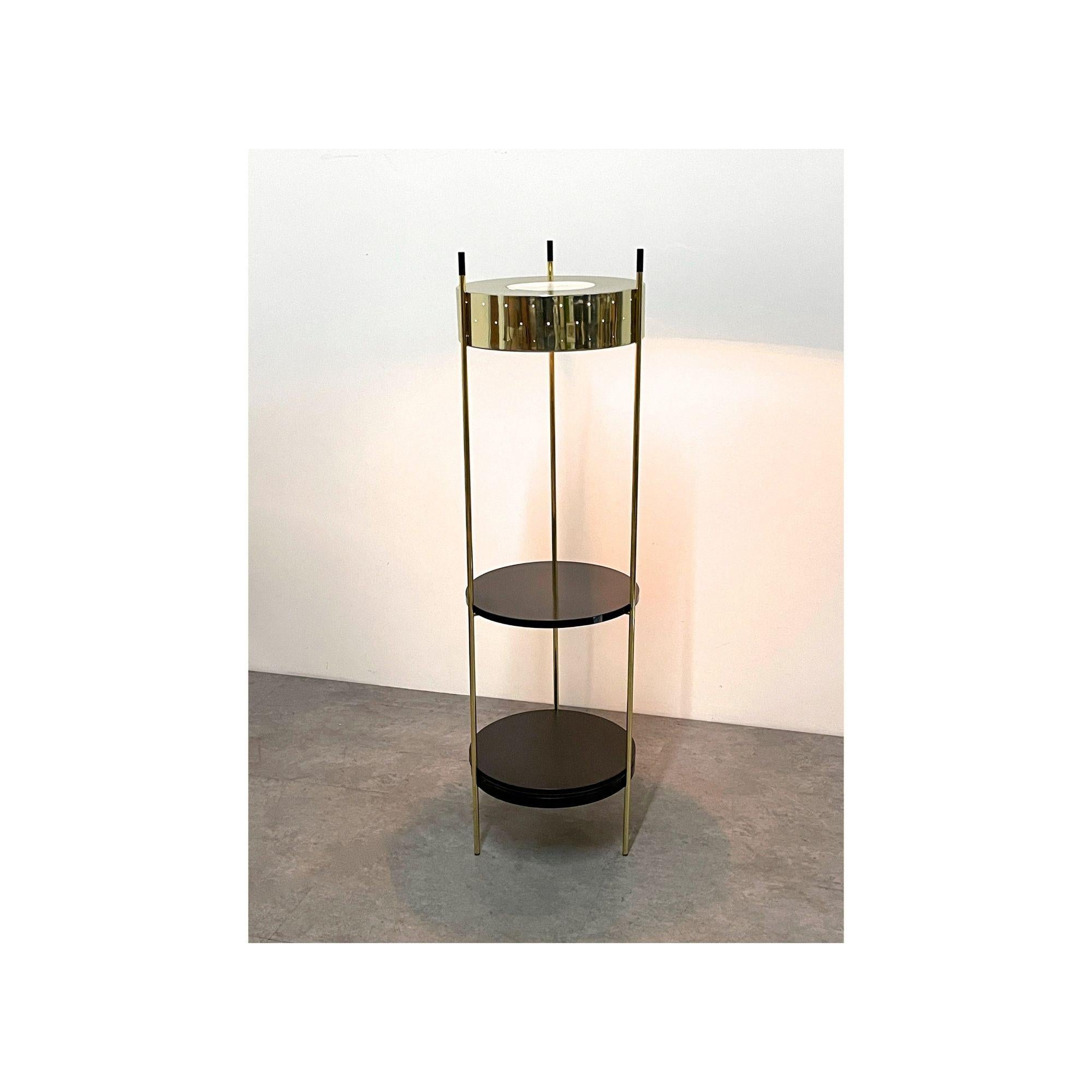 Mid-Century Modern Mid Century Modern Vintage Brass Floor Lamp with Shelves by Laurel, circa 1960s For Sale