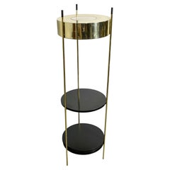 Mid Century Modern Vintage Brass Floor Lamp with Shelves by Laurel, circa 1960s