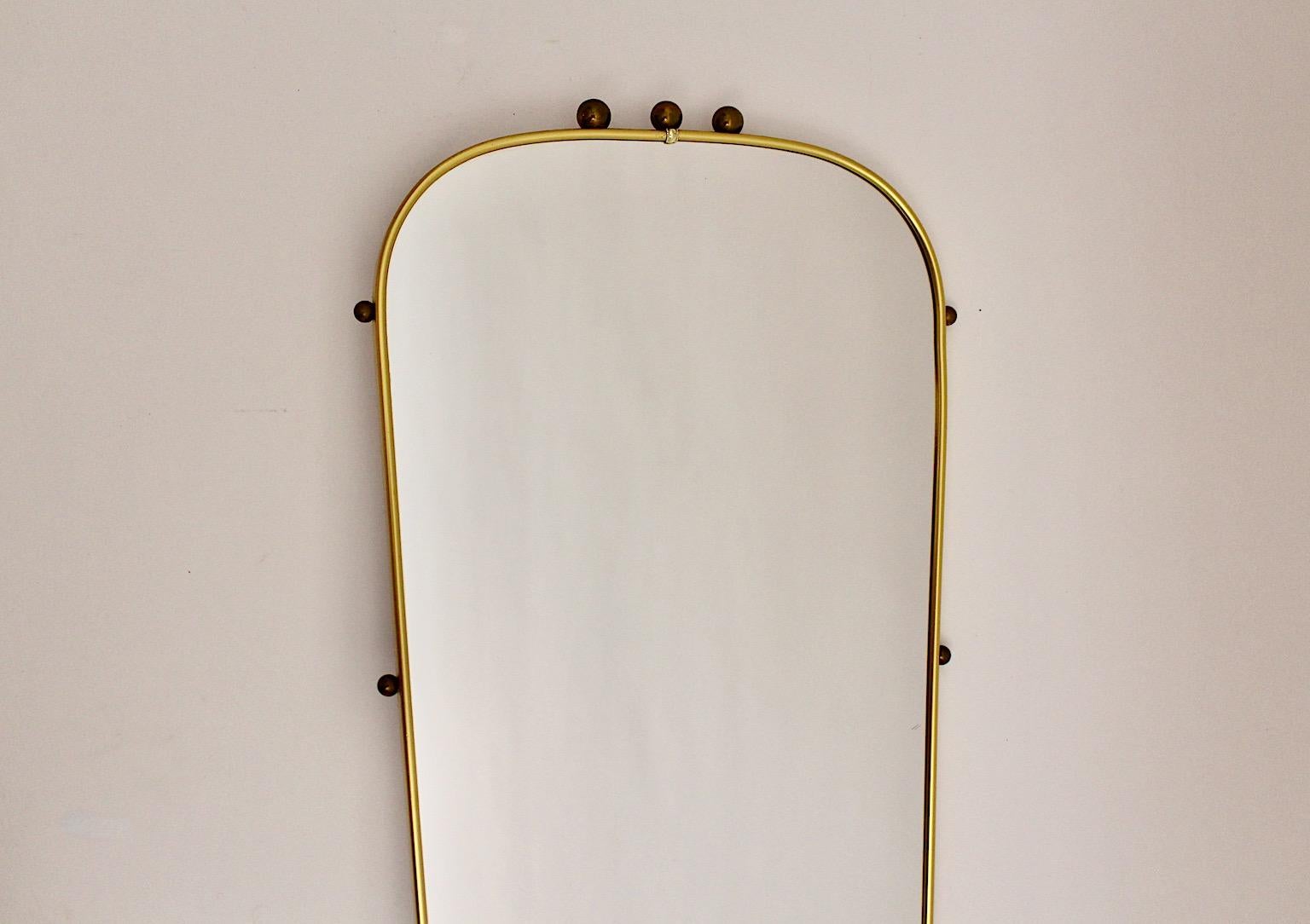 Mid-Century Modern Vintage Brass Floor Mirror Full Length Mirror, 1950s, Italy 8