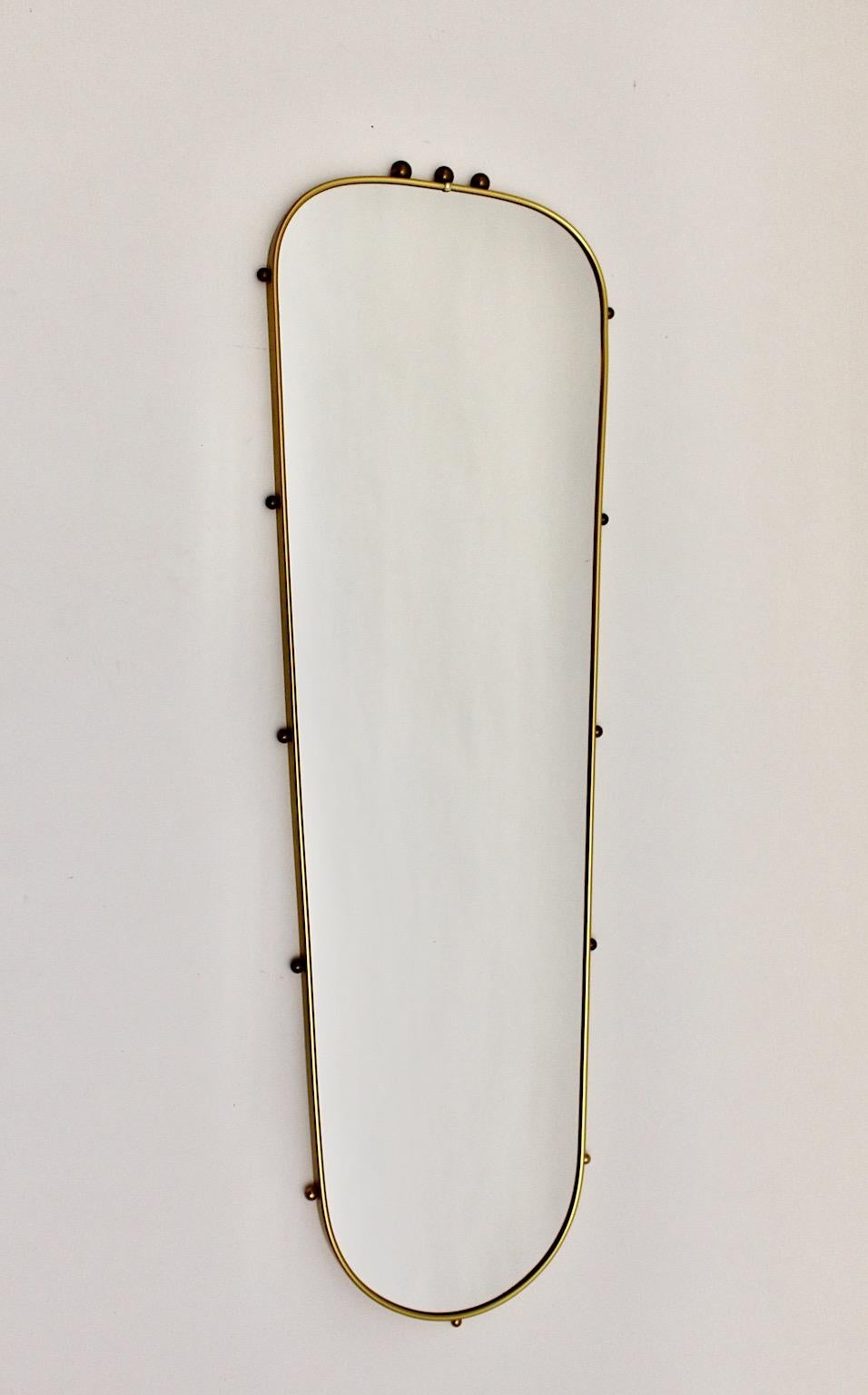 20th Century Mid-Century Modern Vintage Brass Floor Mirror Full Length Mirror, 1950s, Italy
