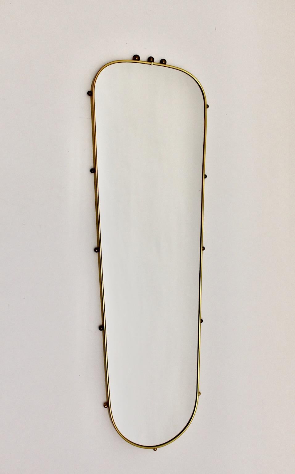 MidCentury Modern Vintage Brass Floor Mirror Full Length Mirror, 1950s