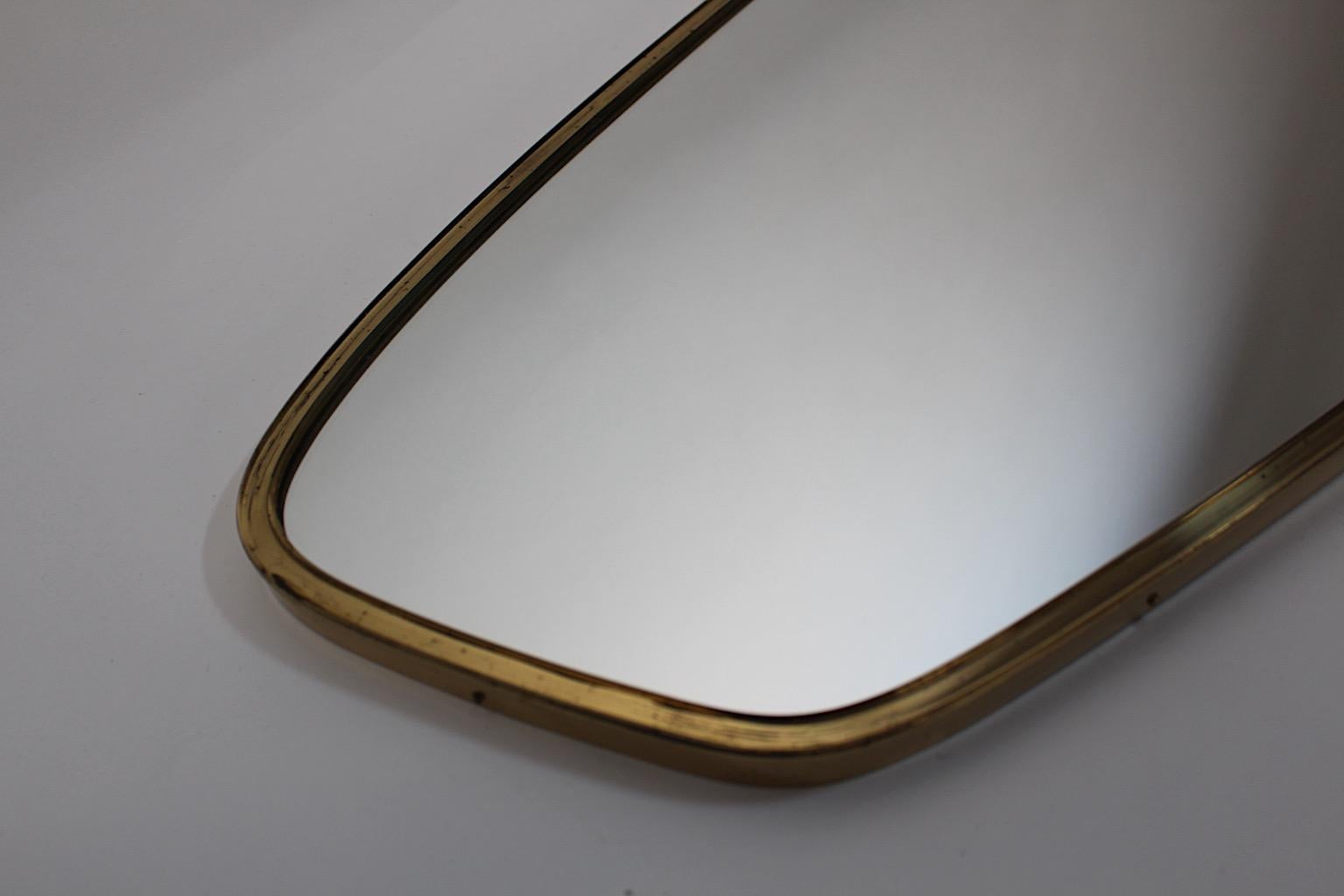 Mid-Century Modern Vintage Brass Floor Mirror Full Length Mirror, 1950s, Italy For Sale 1
