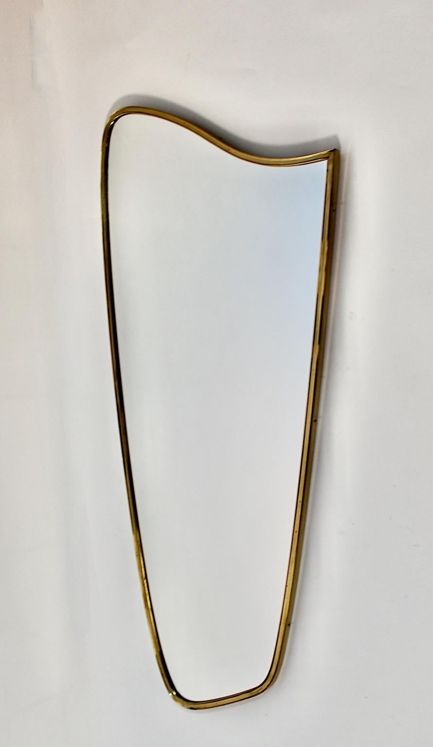 Mid-Century Modern Vintage Brass Floor Mirror Full Length Mirror, 1950s, Italy For Sale 3