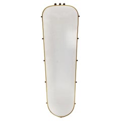 Miroir à pied long en laiton moderne du milieu du siècle dernier, années 1950, Italie