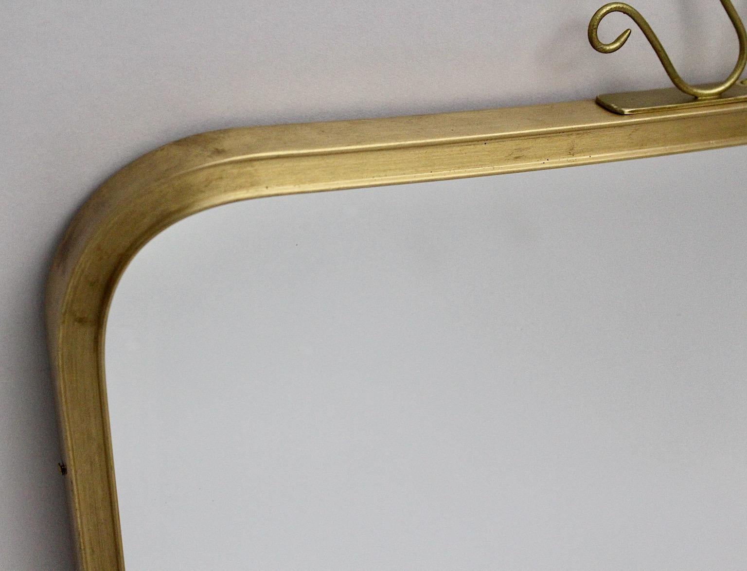 Mid Century Modern Vintage Brass Full Length Floor Mirror with Loops Italy 1950s 4