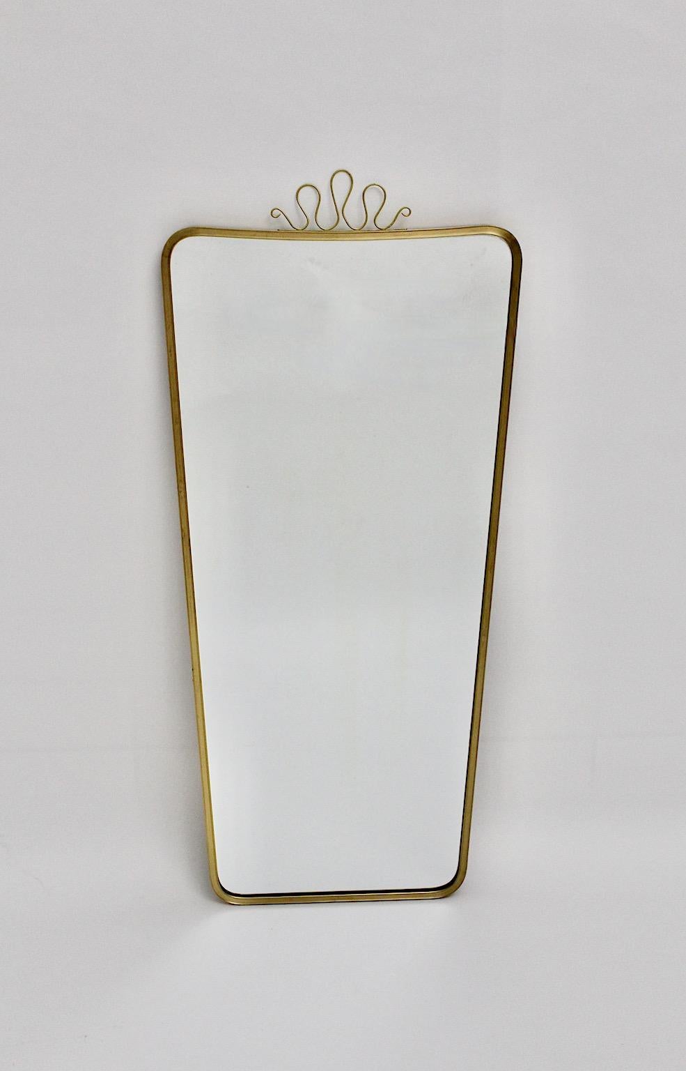 Mid-Century Modern Mid Century Modern Vintage Brass Full Length Floor Mirror with Loops Italy 1950s