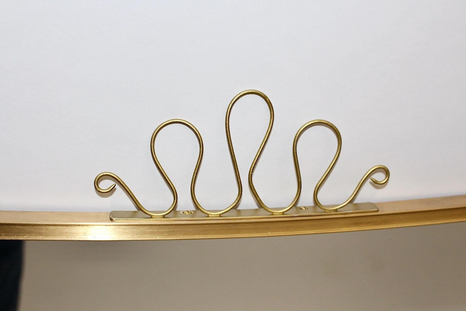 Mid Century Modern Vintage Brass Full Length Floor Mirror with Loops Italy 1950s 3