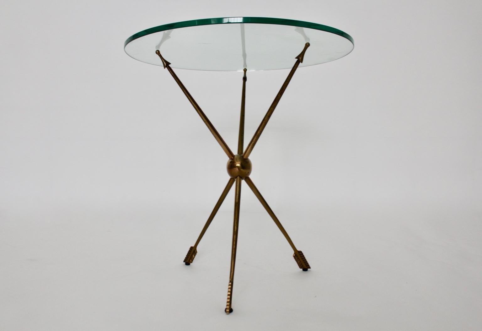 20th Century Mid-Century Modern Vintage Glass Arrow Side Table/Occasional Table, 1950s, Italy For Sale