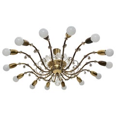 Mid-Century Modern Retro Brass Glass Chandelier J. & L. Lobmeyr, 1950s Austria