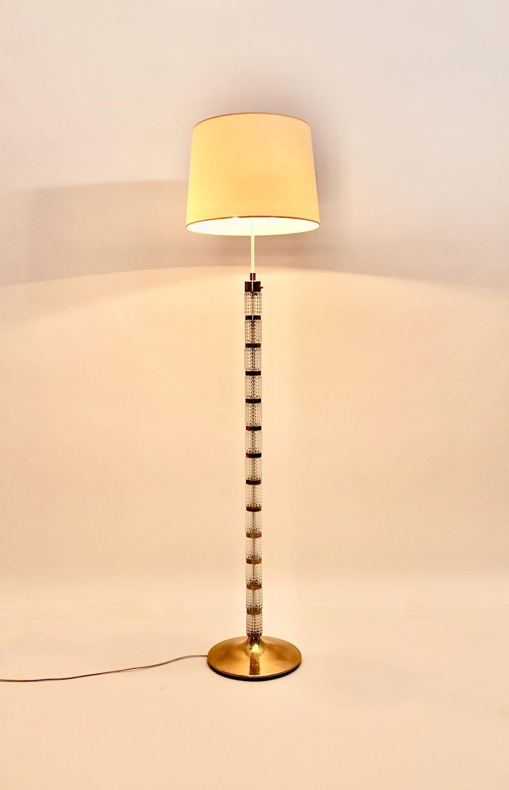 Mid-Century Modern Vintage Brass Glass Floor Lamp Richard Essig 1960s Germany In Good Condition For Sale In Vienna, AT
