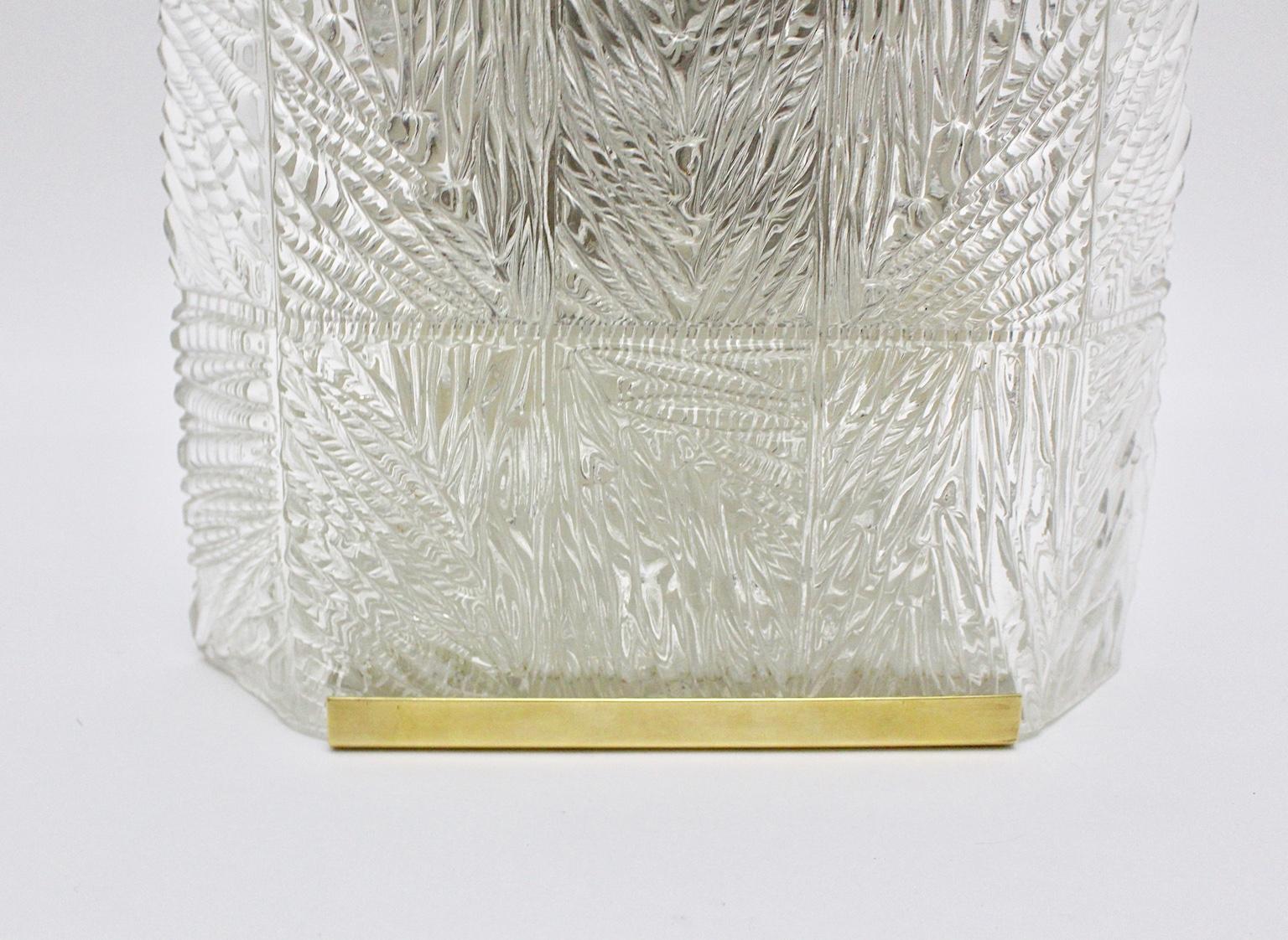 20th Century Mid-Century Modern Vintage Brass Glass Sconce by J.T.Kalmar Vienna, Austria For Sale