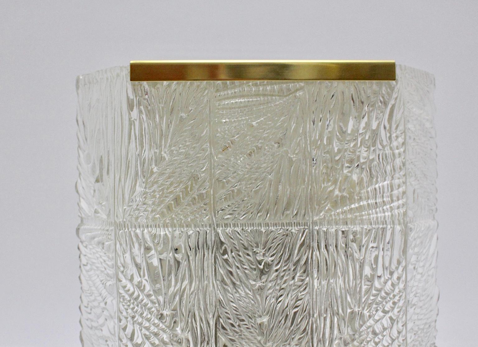 Metal Mid-Century Modern Vintage Brass Glass Sconce by J.T.Kalmar Vienna, Austria For Sale
