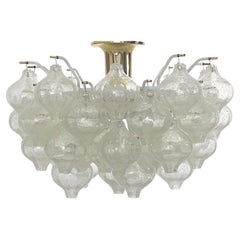 Mid Century Modern Vintage Brass Glass Tulipan Flush Mount J.T. Kalmar 1960s