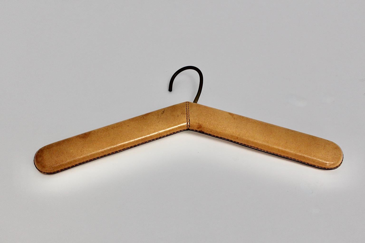 Austrian Mid-Century Modern Vintage Brass Leather Coat Hook Carl Auböck 1960 Vienna For Sale