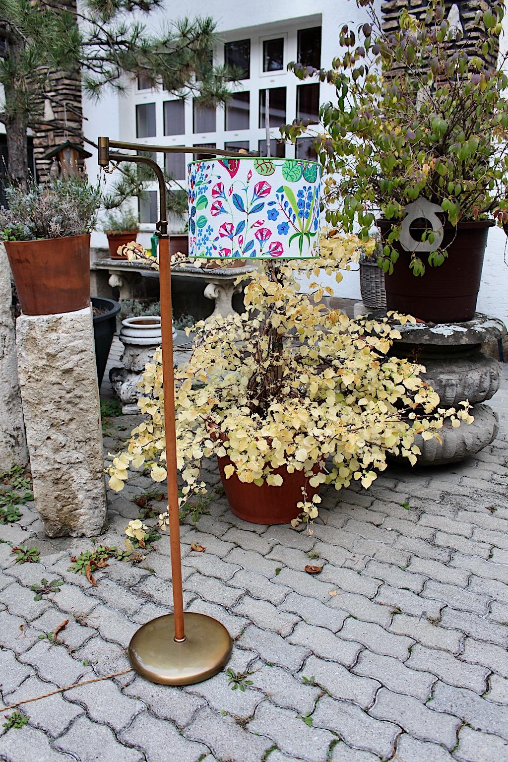 Mid-Century Modern Vintage Brass Leather Floor Lamp Kalmar 1946 Austria For Sale 4