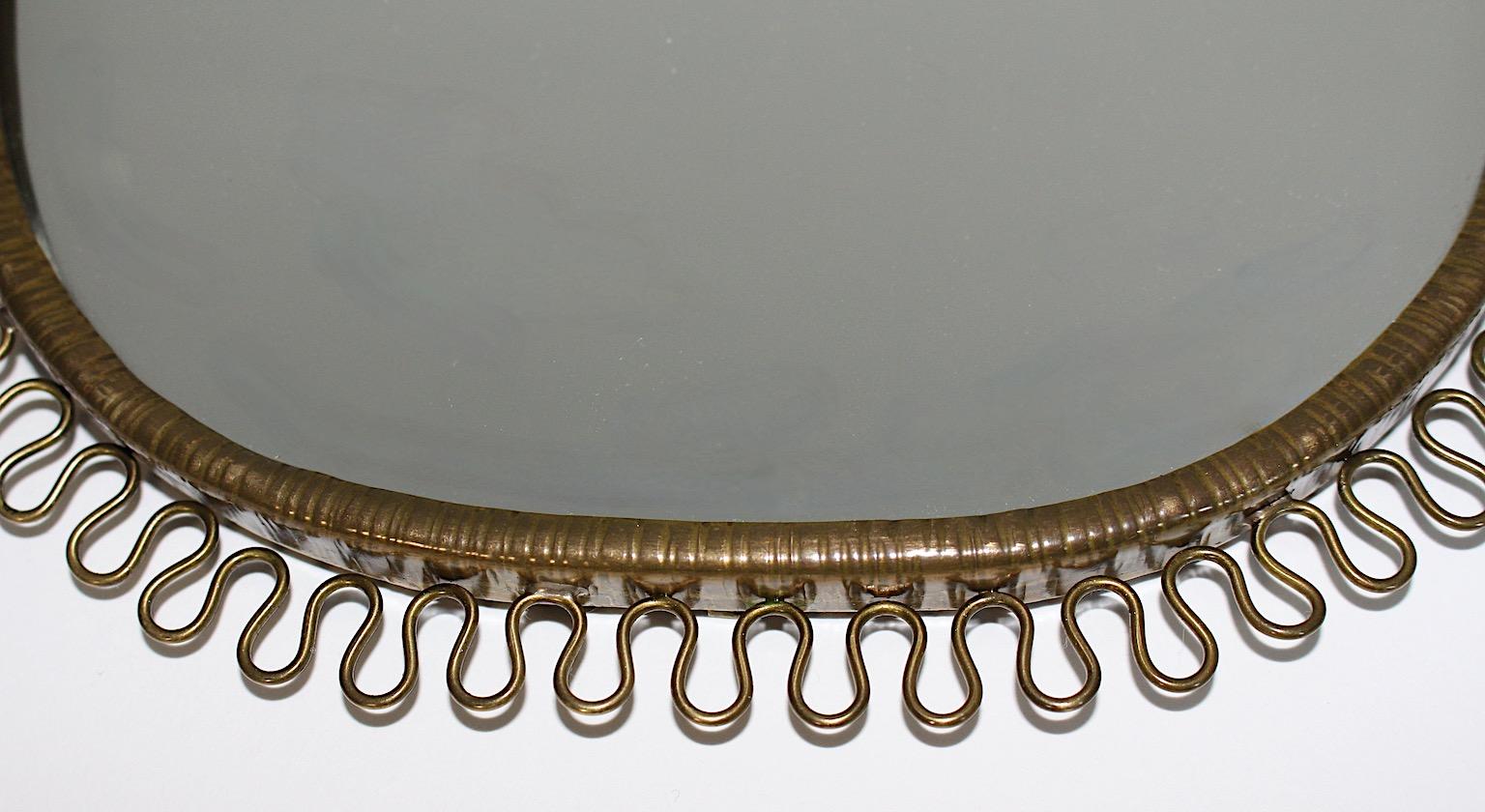 Mid-Century Modern Vintage Brass Loop Wall Mirror Heart Josef Frank Svenskt Tenn 1