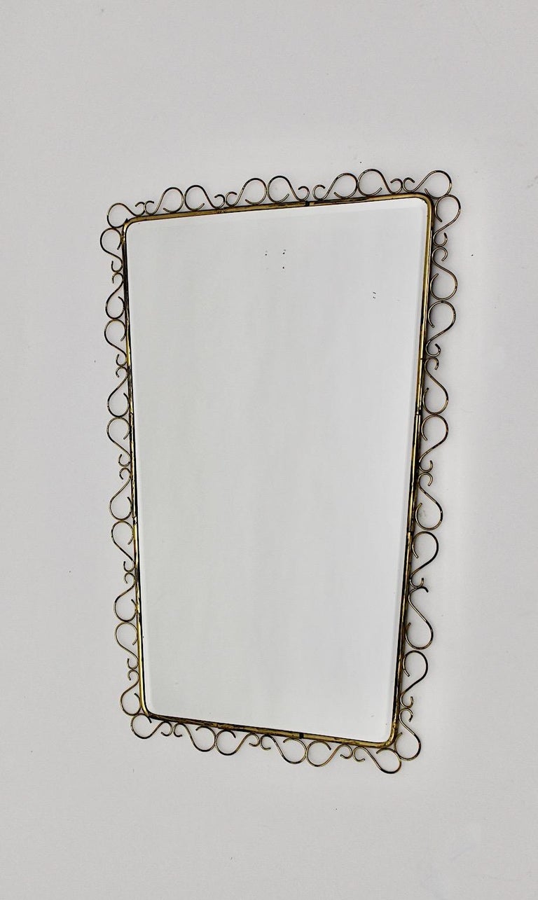 Mid Century Modern Vintage Brass Loops Wall Mirror Floor Mirror 1950s