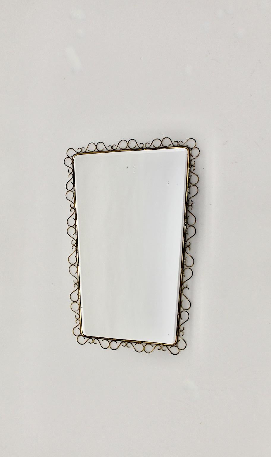 Mid-Century Modern Mid Century Modern Vintage Brass Loops Wall Mirror Floor Mirror 1950s Italy For Sale