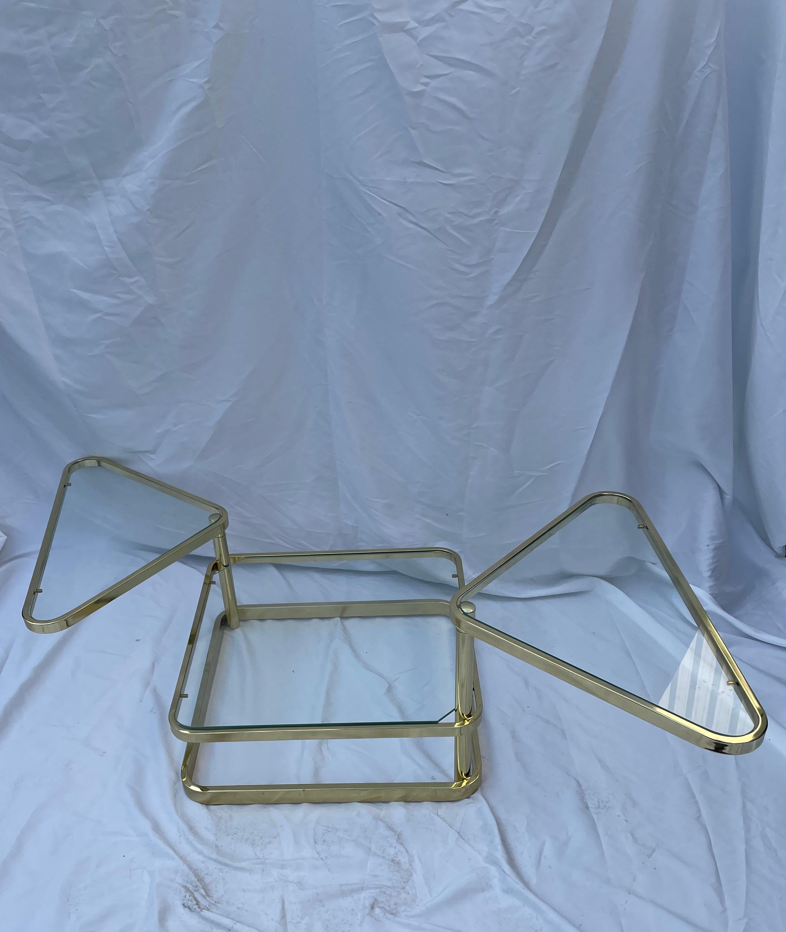 Mid-Century Modern Mid-Century Brass and Glass Tiered Coffee Table Milo Baughman for DIA