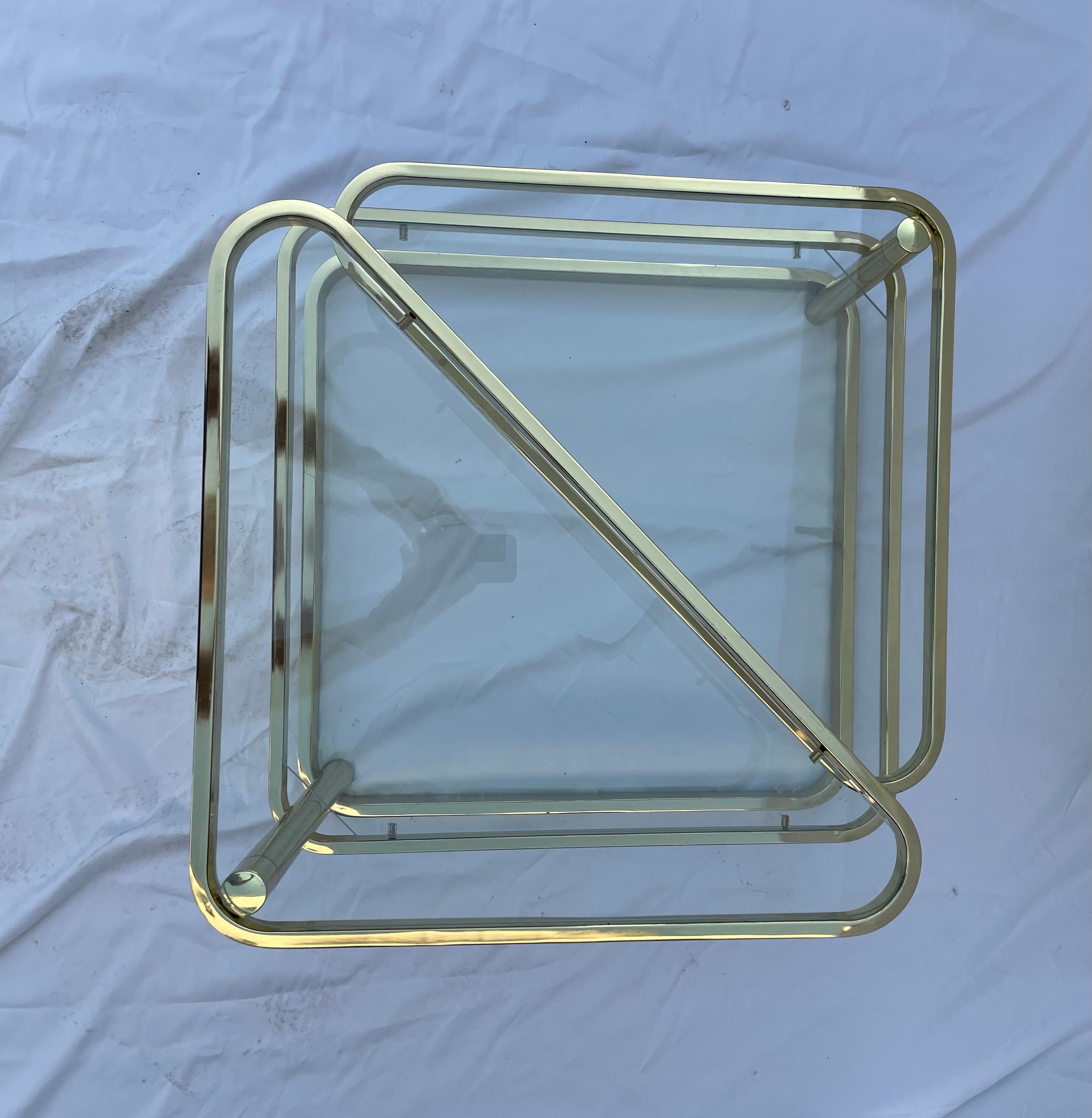 20th Century Mid-Century Brass and Glass Tiered Coffee Table Milo Baughman for DIA