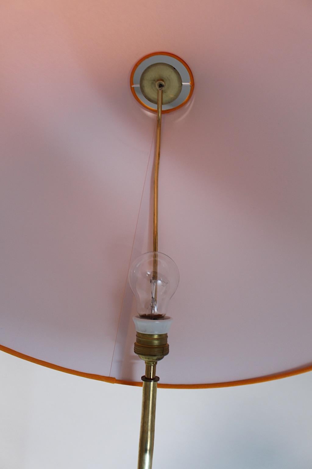 Mid-Century Modern Vintage Brass Orange Floor Lamp Rupert Nikoll 1950s Vienna For Sale 12